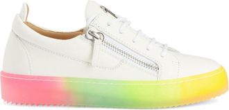 Giuseppe Zanotti Frankie double-zip low-top rainbow-sole sneakers - men - Leather/Rubber/Leather - 45.5 - White