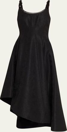 Jason Wu Asymmetric Metallic Floral Jacquard Midi Dress
