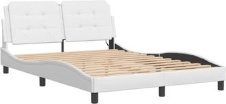 vidaXL Vidaxl - Estructura Cama Con Luces Led Cuero Sint&eacute;tico Blanco 140x190 Cm