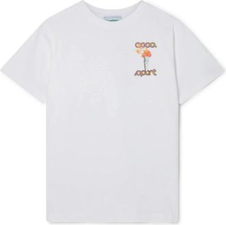 Casablanca Sportieve Witte T-shirt La Flamme Du Sport - Heren - T-shirts - Wit - 2XL - Katoen - Tops