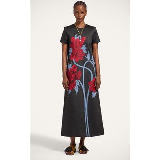 La DoubleJ Swing Dress in Peonies Jacquard Blue at Nordstrom, Size X-Small