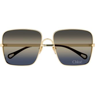 Chlo&eacute; 61mm Gradient Square Sunglasses in Gold at Nordstrom