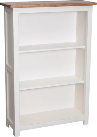 Biscottini International Peque&ntilde;a Biblioteca De Estilo Country De Madera Maciza De Tilo Armazon Blanco Envejecido Plan Acabado Con Efecto Natural 68x25x98