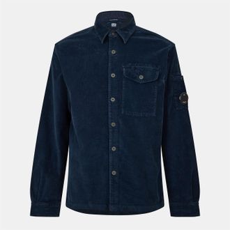 C.P. Company Mens Lens Corduroy Shirt in Ttl Eclipse 888 - Blue - Size X-Small