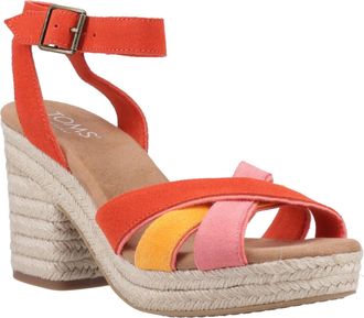 Toms Toms Majorca Strappy Leather Womens Flame Sandals - Orange - Size UK 5