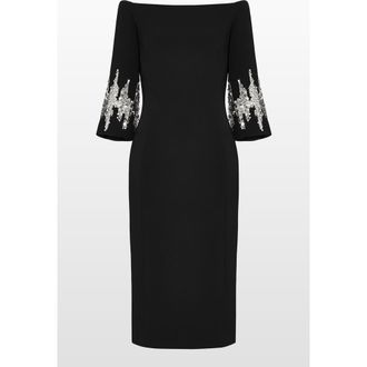 Jenny Packham Aster Sequin-Embellished Midi Dress in Liquorice at Nordstrom, Size 14 Uk