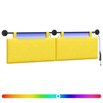 vidaXL Cabecero Colgante Con Luz Led Amarillo Claro Tela De Pana Vidaxl