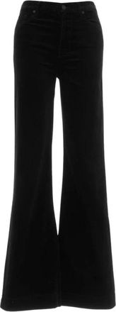 7 For All Mankind Wijde Broek - Zomerse Stijl - Dames - Wijde Broeken - Zwart - W27 - Katoen - Broeken