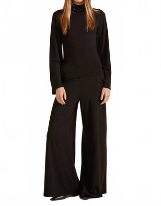 bobi Wide Leg Draped Jersey Pant In Black