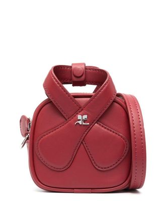 Courr&egrave;ges Borsa mini Loop in pelle - Rosso