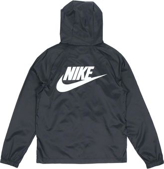 Nike Back Large Logo Zipper hooded track Jacket Black CZ8677-010