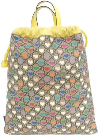 Gucci Beige Yellow Gg Supreme Backpack (Pre-Owned)