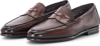 Santoni Schoenen, Heren, Bruin, 42 EU, Leer, Met de hand vervaardigde leren instapper met moderne twist