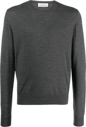 Lanvin Merinos Crew Neck - Heren - Ronde hals truien - Grijs - 2XL - Wol - Truien & Vesten