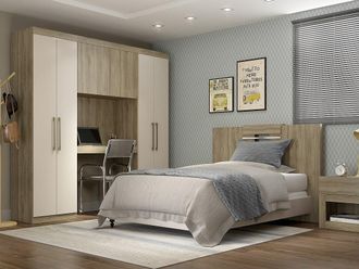 Vente-Unique Armadio a ponte 6 ante con scomparti L.200 cm Quercia e avorio - ANTERO