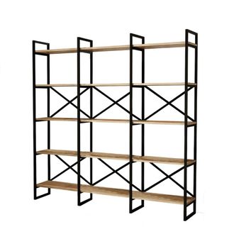 Concept Usine Librer&iacute;a de estilo industrial de madera y metal