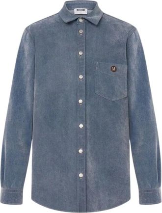 Moschino Flocked Denim Shirt - Heren - Spijkeroverhemden - Blauw - M - Denim - Overhemden