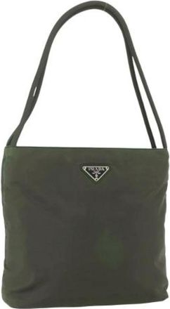 Prada Pre-owned Shoulder Bags, female, Green, Size: ONE SIZE Pre-owned Vintage Nylon Shoulder Bag
