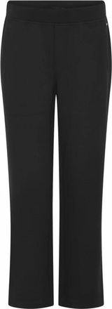 C.Ro Zwarte Jersey Broek met Brede Tailleband - Dames - Straight fit broeken - Zwart - S - Polyester - Broeken