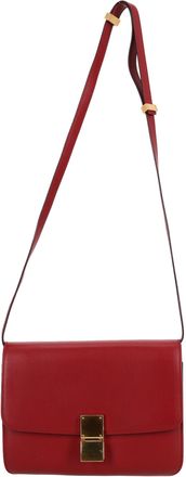 Celine Pre-owned Womens Medium Classic Box Shoulder Bag in Burgundy Calf Leather - One Size