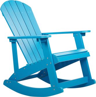 Beliani Silla Mecedora Azul De Madera Sint&eacute;tica Resistente A La Intemperie Estilo Moderno Adirondack