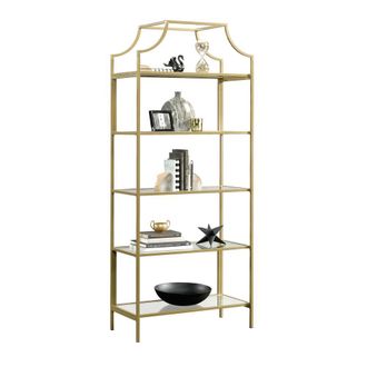 Sauder International Lux Open Shelving, Satin Gold finish
