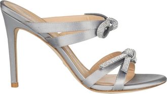 Stuart Weitzman SW Bow Slide Mules met Hak - Dames - Muiltjes - Grijs - 40 EU - Satijn - Schoenen
