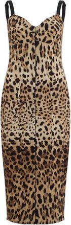 Dolce & Gabbana Kleedjes, Dames, Veelkleurig, L, Midi Jurk met Dierenprint