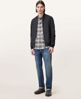 AllSaints Mens Cotton/Polyamide Bassett Ramskull Bomber Jacket, Size: XXL