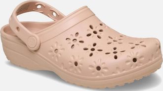 Crocs Womens Classic Floral Cut Out Womens Clogs - Tan - Size: 9