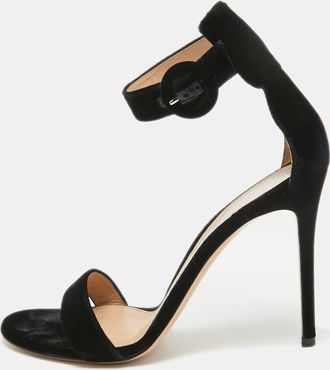 Gianvito Rossi Black Velvet Portofino Sandals