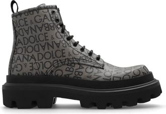 Dolce & Gabbana Gepersonaliseerde schoenen - Heren - Veterlaarzen - Grijs - 42 1/2 EU - Schoenen