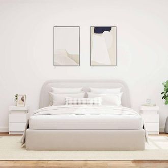 Berkfield Home Beautiful Bedside Cabinets with LED Lights 2 pcs White 35x39x55 cm | Size: 35 x 39 x 55 cm