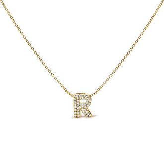 House of Brilliance 10K Gold Diamond Accent A-Z Initial Bubble Pendant Necklace in Yellow | R at Nordstrom