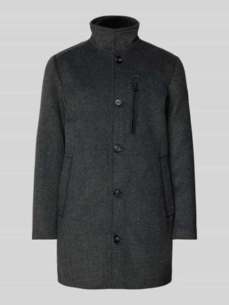 Tom Tailor Regular Fit Wollmantel in Melange mit Rei&szlig;verschlussbrusttasche in Anthrazit, Gr&ouml;&szlig;e XXL