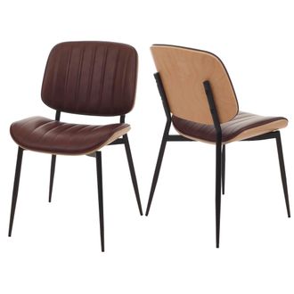 Hhg Hhg - Nunca Usado] Juego De 2 Sillas De Comedor 182, Silla De Cocina Silla, Madera Curvada Imitaci&oacute;n Cuero Oeko-tex Mvg, Natural, Vintage Marr&oacute;n