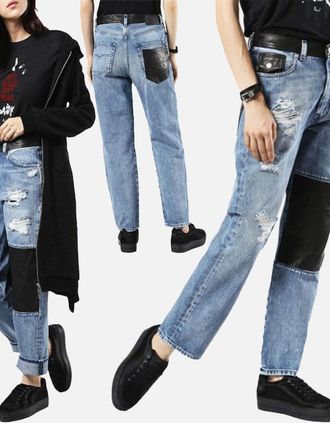 Diesel Womens DIESEL DE MYKI 0076E Womens Denim Jeans Trousers Distressed Faded Straight - Blue/Blue/Blue - Size: 6/8