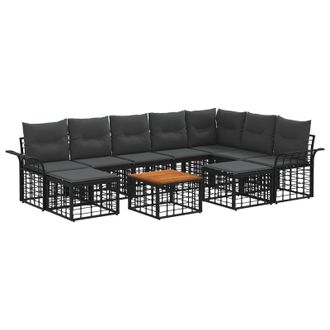 vidaXL Conjunto De Sof&aacute;s De Exterior 10 Pcs Negro Y Gris Oscuro Vidaxl