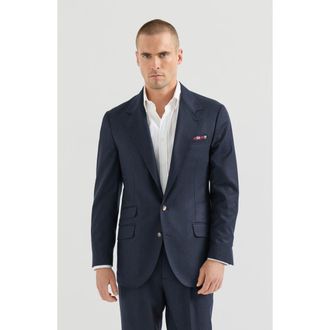 Brunello Cucinelli Virgin wool flannel deconstructed Cavallo blazer in Marine at Nordstrom, Size 58