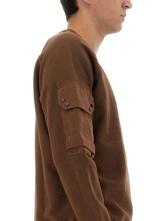 Ten c Logo-Embroidered Cotton Sweatshirt - Brown