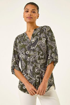 Roman Paisley Puff Print Stretch Shirt