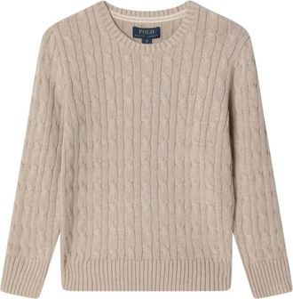Polo Ralph Lauren Logo Katoenen Ronde Hals Trui - Heren - Ronde hals truien - Beige - M - Katoen - Truien & Vesten