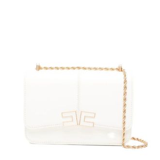 Elisabetta Franchi Shoulder Bags, female, Beige, Size: ONE SIZE Shoulder Bag with Logo Detail