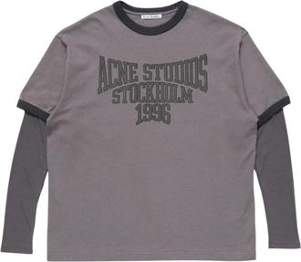 Acne Studios Gelaagde Grafische T-shirt - Dames - T-shirts - Paars - M - Katoen - Tops