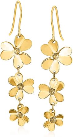 Ross-Simons Italian 14kt Yellow Gold Floral Drop Earrings