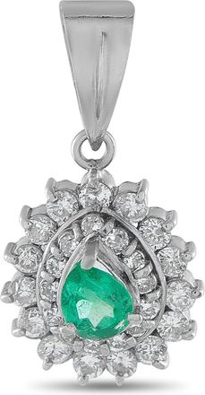 Luxury Bazaar Platinum 0.55ct Diamond and Emerald Pendant MF22-010626
