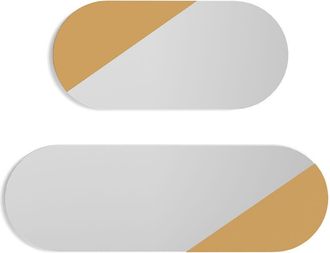 HERDASA Conjunto De 2 Espejos De Pared De La Colecci&oacute;n Mixes, En Mdf Con Detalle Frontal Y Bordes Lacados En Color Mostaza