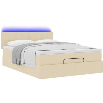 vidaXL Cama Otomana Con Colch&oacute;n Led Crema 140x190 Cm Tela Vidaxl