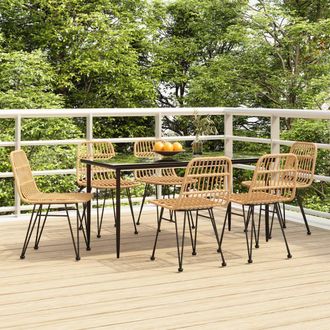 vidaXL Juego De Comedor De Jard&iacute;n 7 Piezas Rat&aacute;n Sint&eacute;tico Vidaxl