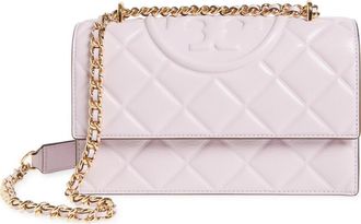 Tory Burch Small Fleming Diamond Quilted Leather Convertible Shoulder Bag in Pale Purple at Nordstrom